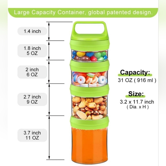 SELEWARE Stackable Snack Jars Twist Lock Stackable Containers Set Food Storage - Picture 3 of 8